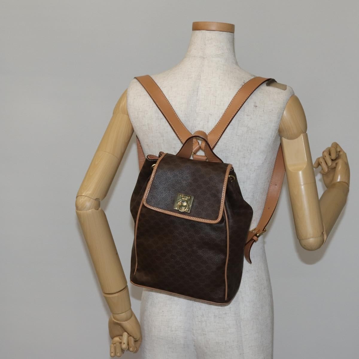 Fendi Vintage Drawstring Flap Brown Canvas Backpack Bag (Pre-Owned)