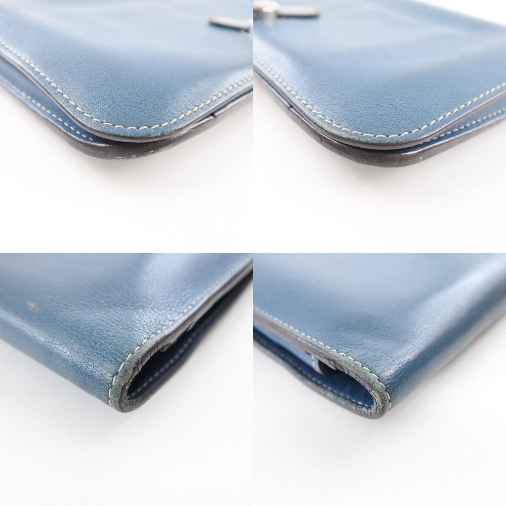 Hermes Dogon Duo Combined Leather Blue Calfskin Wallets Accessory (Pre-Owned)