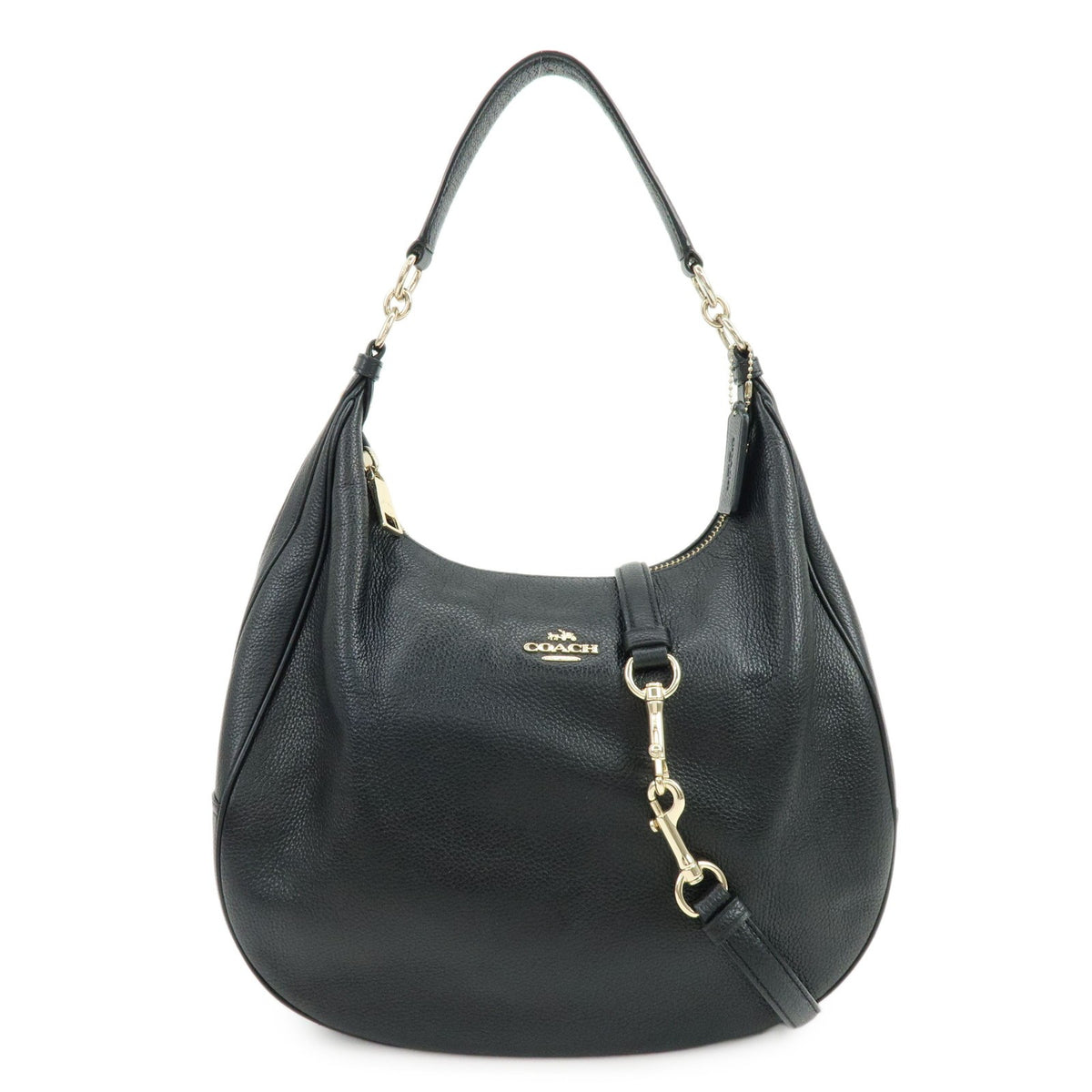 Coach Shoulder Leather Black Leather Handbag (Pre-Owned)