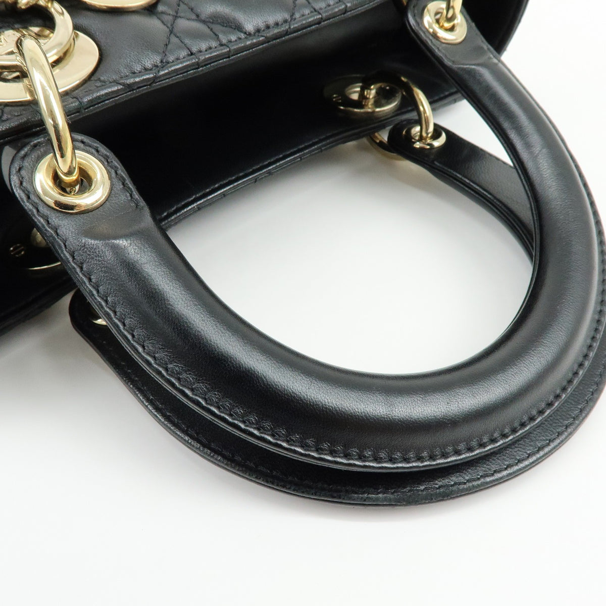 Christian Dior Lady Dior Black Leather Handbag (Pre-Owned)