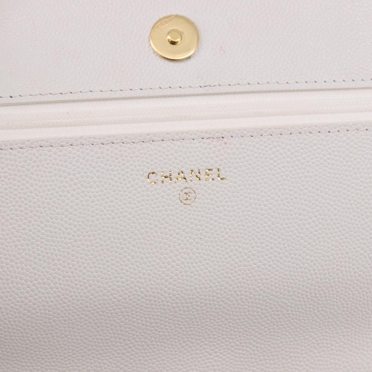 Chanel Pocket Twins Wallet On Chain Quilted Caviar White Leather Shoulder Bag Bag (Pre-Owned)