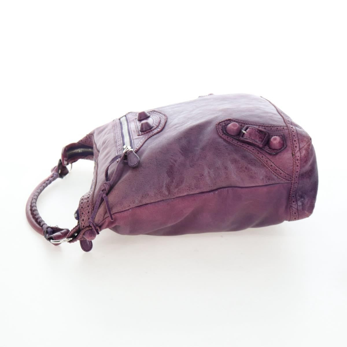 Balenciaga Covered Giant Brogues Day Hobo Leather Purple Leather Shoulder Bag Bag (Pre-Owned)