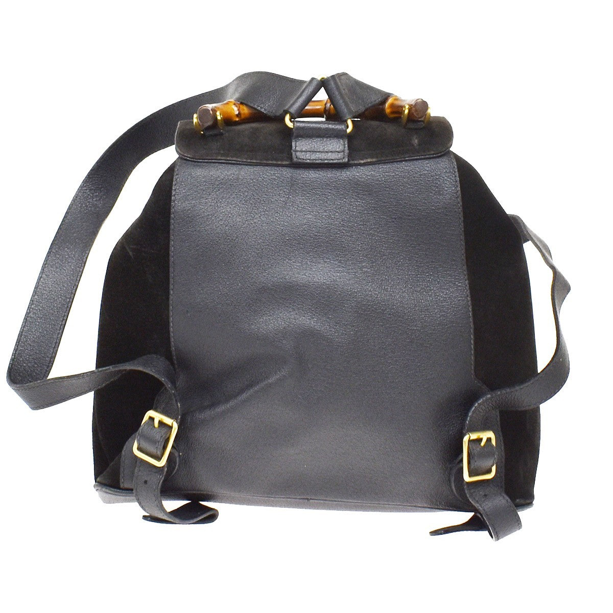 Gucci Vintage Bamboo Suede Black Suede Backpack Bag (Pre-Owned)