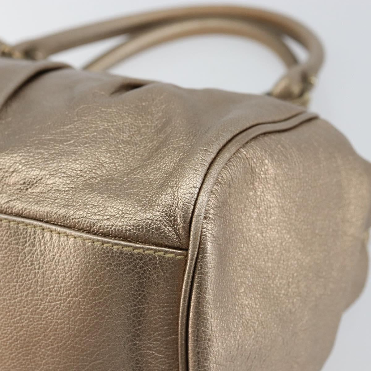 Salvatore Ferragamo Gancini Tote Leather Gold Leather Tote Bag Bag (Pre-Owned)