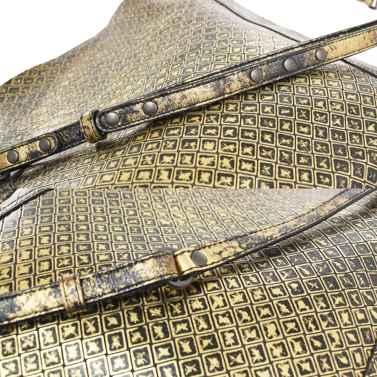 Bottega Veneta Messenger Butterfly Intrecciomirage Intarsio Leather Gold Leather Handbag (Pre-Owned)