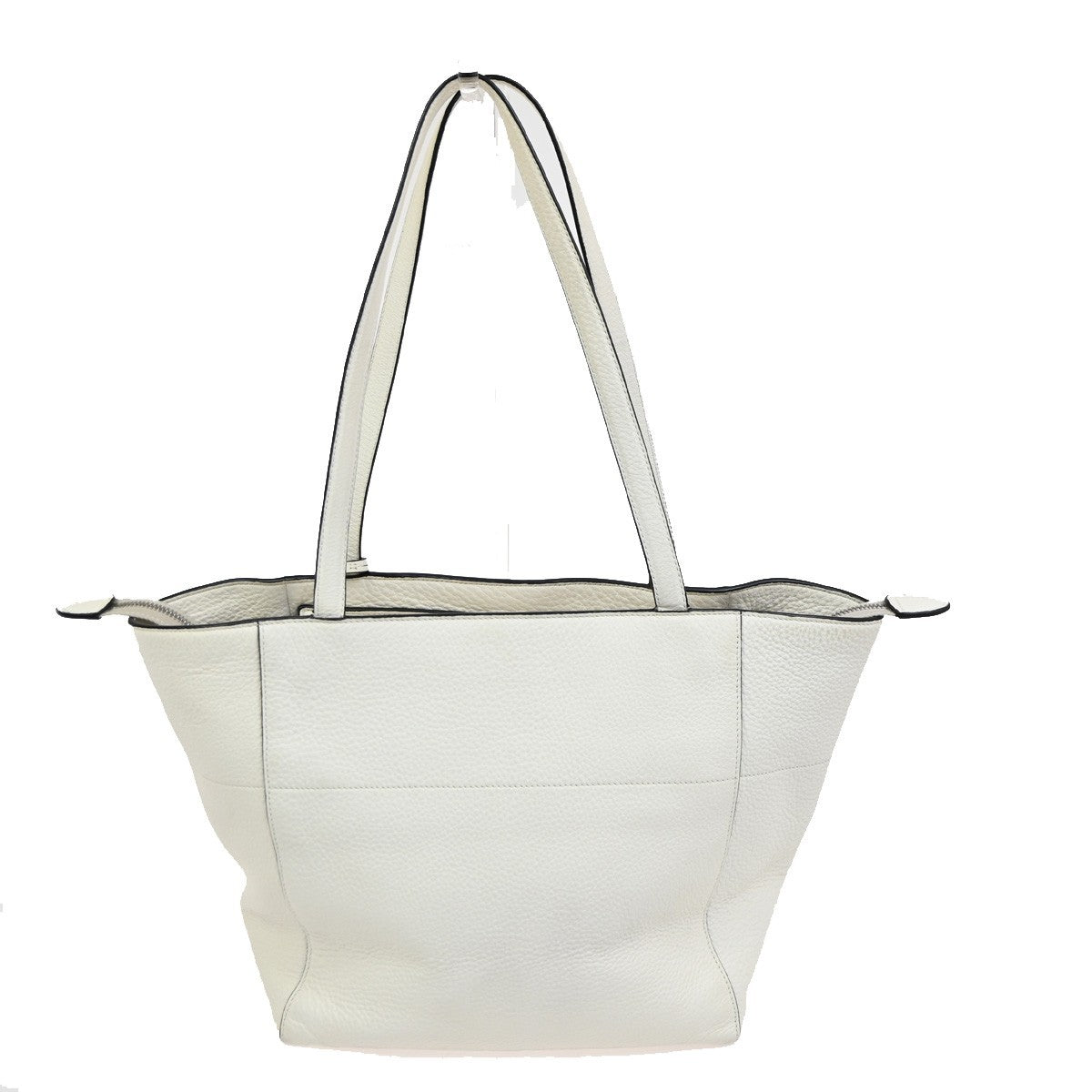 Prada Vintage Tote Leather White Leather Tote Bag Bag (Pre-Owned)