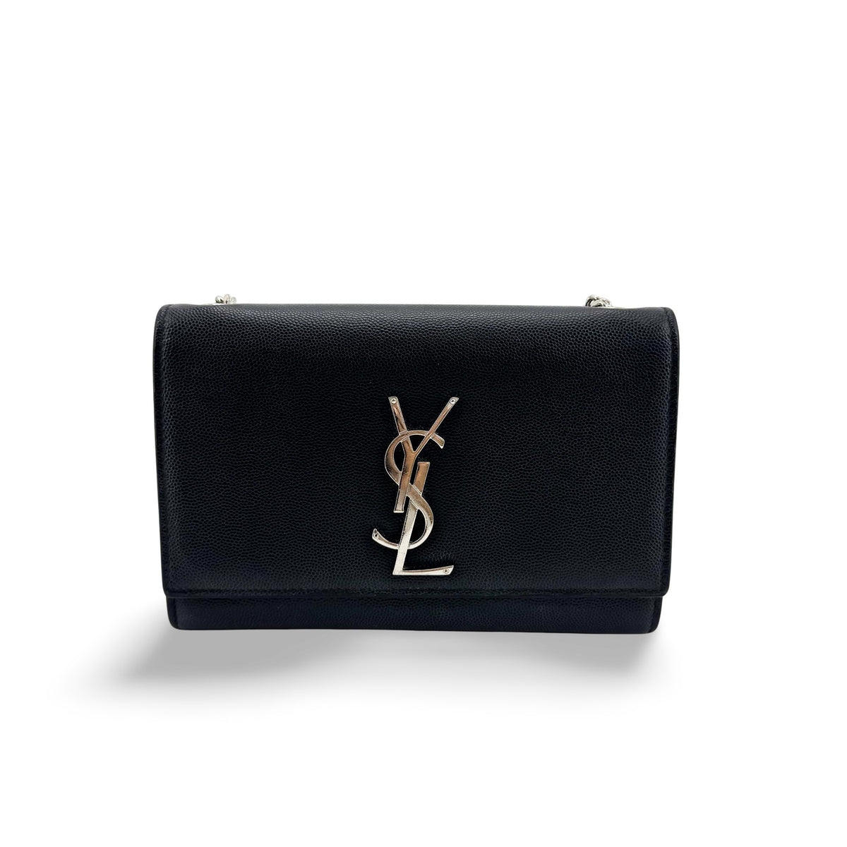 Saint Laurent Classic Monogram Grainy Leather Black Leather Crossbody Bag Bag (Pre-Owned)