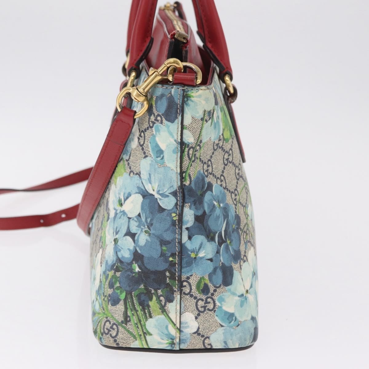 Gucci Linea A Convertible Blooms Print Gg Coated Canvas Navy Canvas Tote Bag Bag (Pre-Owned)