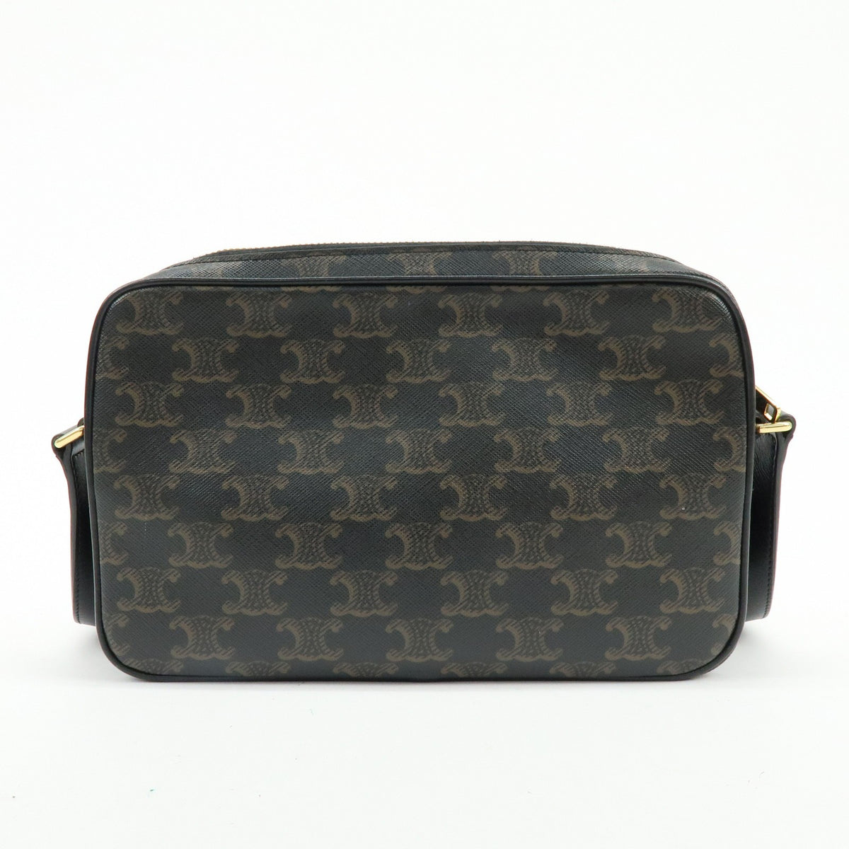 Celine Logo Messenger Triomphe Coated Canvas Brown Canvas Handbag (Pre-Owned)