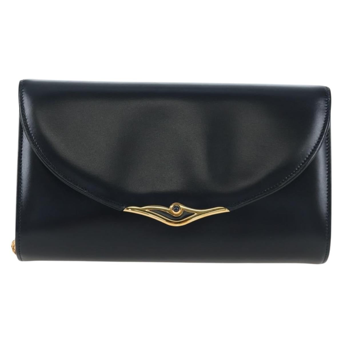 Cartier Sapphire Line Leather Navy Leather Shoulder Bag Bag (Pre-Owned)