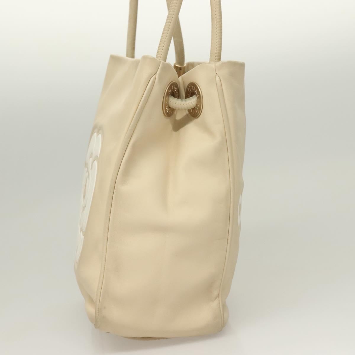 Chanel Camellia Tote Leather Beige Leather Tote Bag Bag (Pre-Owned)