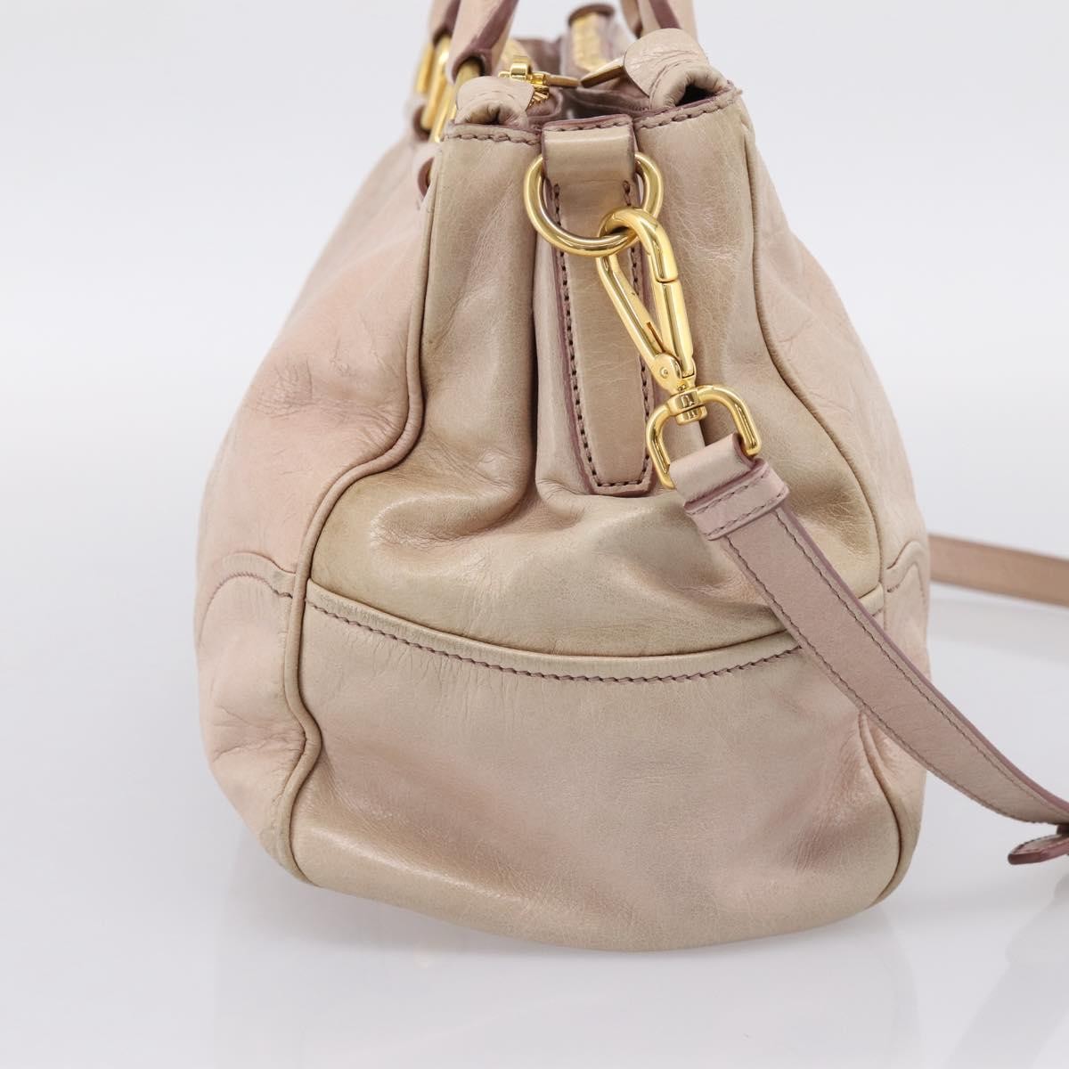 Miu Miu Vitello Lux Ring Satchel Leather Pink Leather Handbag (Pre-Owned)