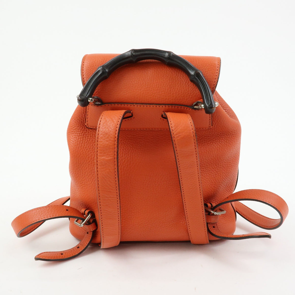 Gucci Bamboo Tassel Leather Orange Leather Backpack Bag (Pre-Owned)