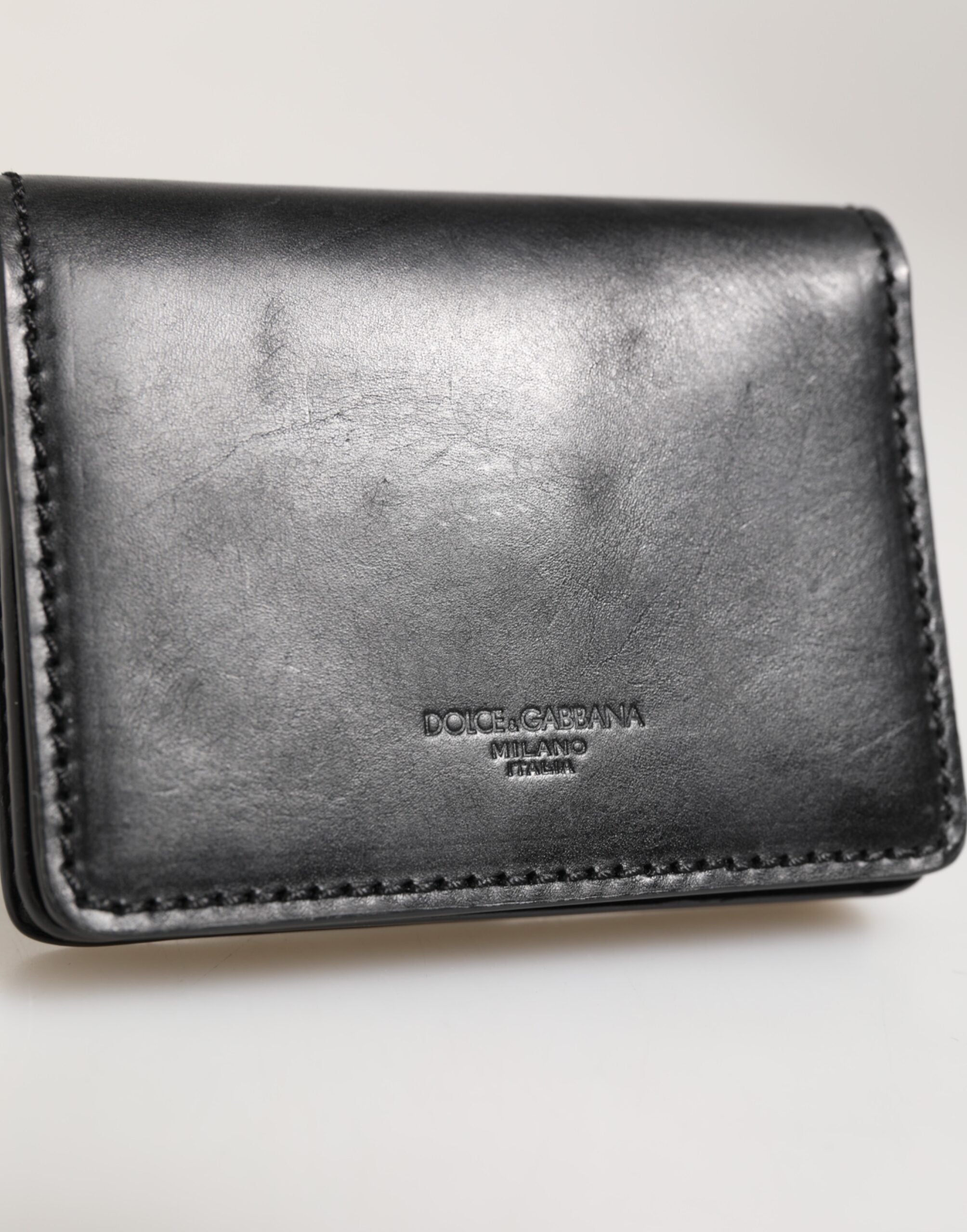 Dolce & Gabbana Black Leather Bifold Card Holder Mens Coin Purse Key Clip Men's Wallet (Pre-Owned)