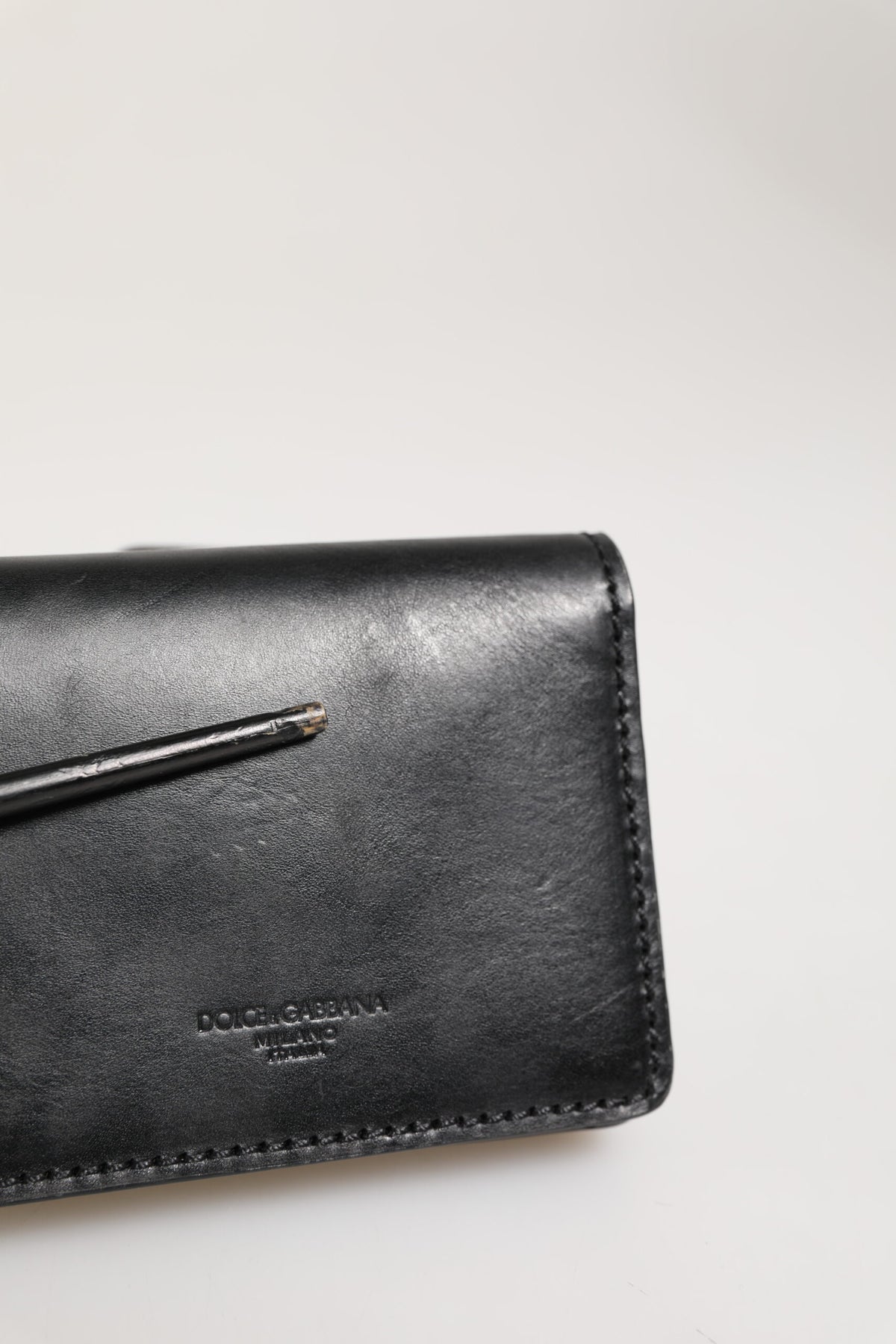 Dolce & Gabbana Black Leather Bifold Card Holder Mens Coin Purse Key Clip Men's Wallet (Pre-Owned)