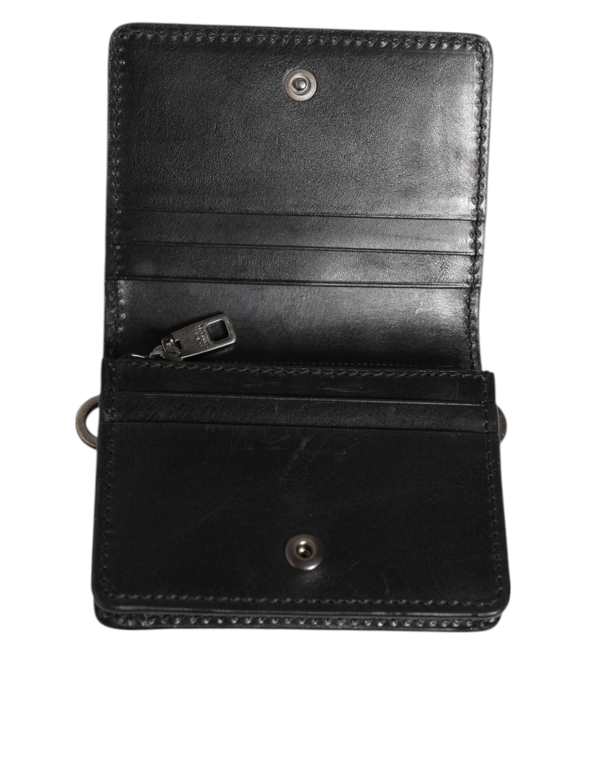 Dolce & Gabbana Black Leather Bifold Card Holder Mens Coin Purse Key Clip Men's Wallet (Pre-Owned)