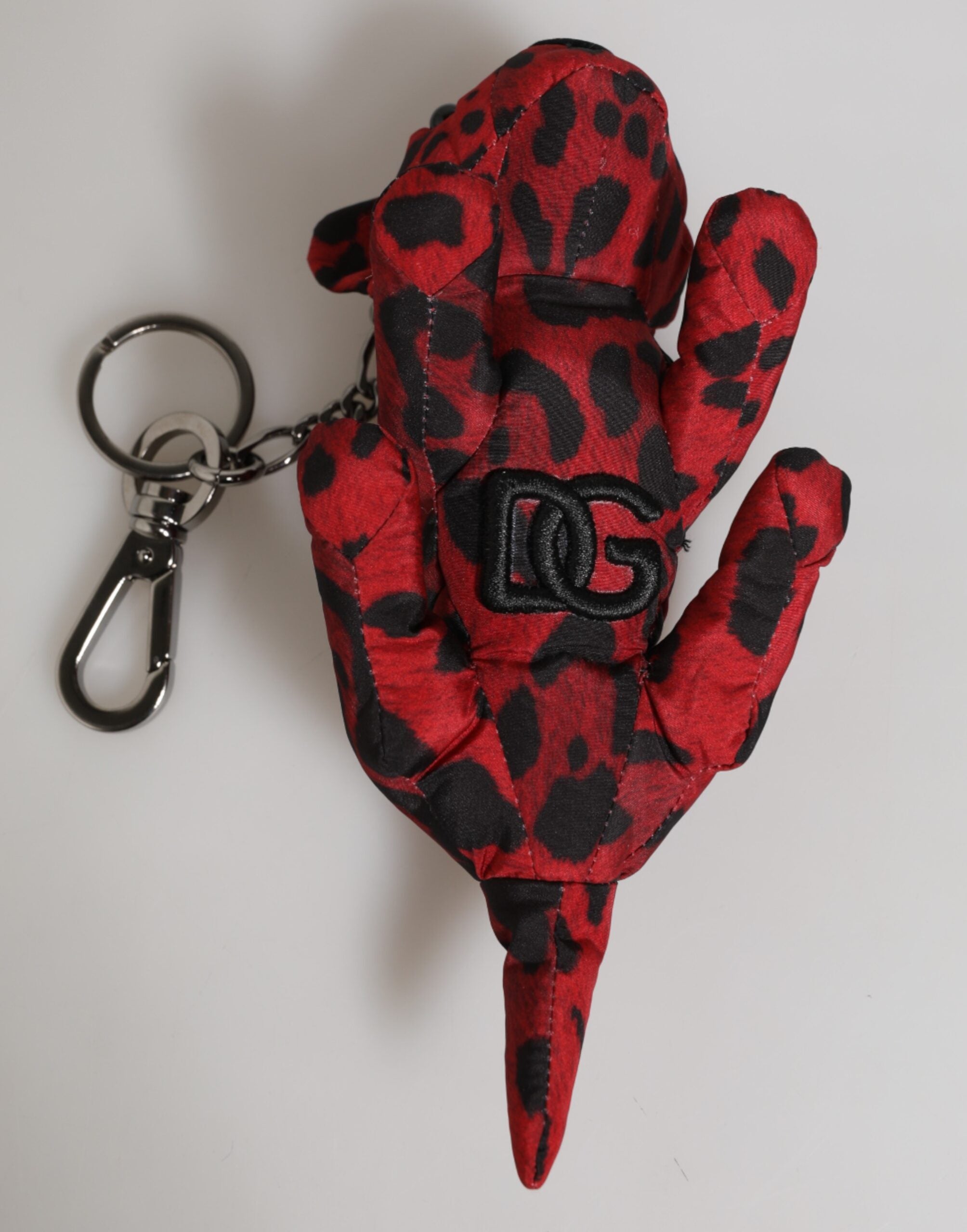 Dolce & Gabbana Red Black Polyester Animal Silhouette Bag Keychain Men's Keyring