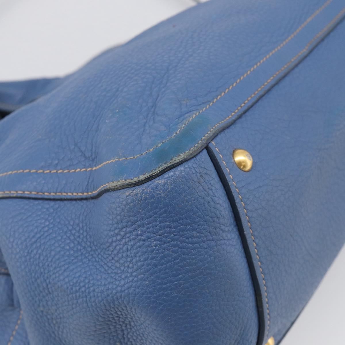 Miu Miu Beau Top Handle Leather Blue Leather Handbag (Pre-Owned)