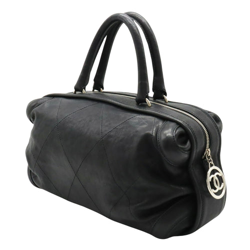 Chanel Bowling Black Leather Handbag (Pre-Owned)