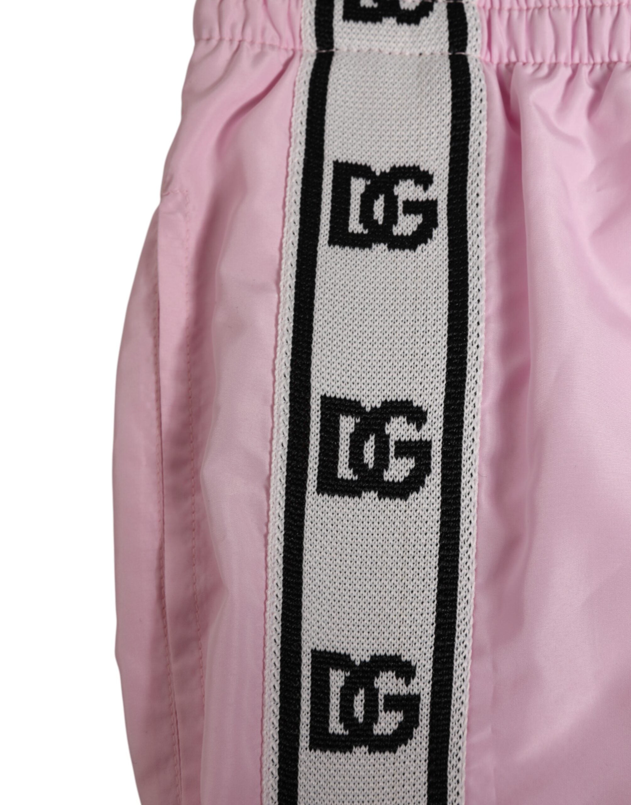 Dolce & Gabbana Pink Nylon Logo Side Stripe Beachwear Men Men's Swimwear