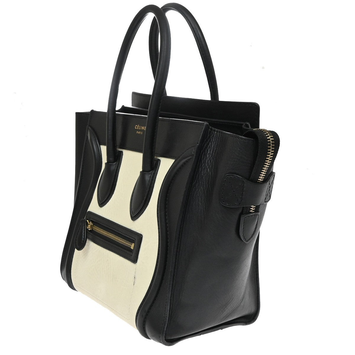 Celine Bicolor Luggage Leather Black Leather Tote Bag Bag (Pre-Owned)