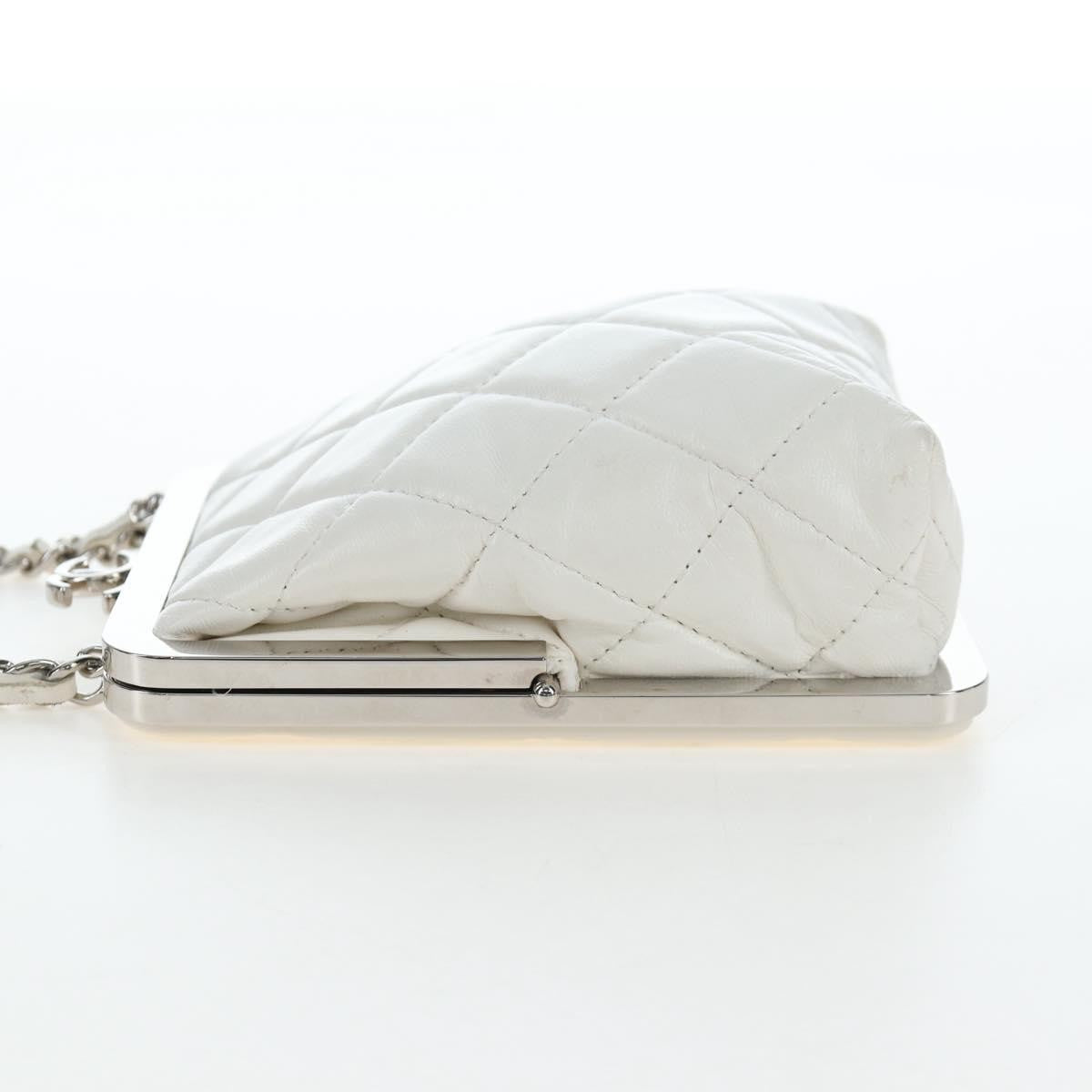 Chanel Cc Frame Clutch With Chain Quilted Lambskin And Plexiglass White Leather Clutche & Pouche Bag (Pre-Owned)