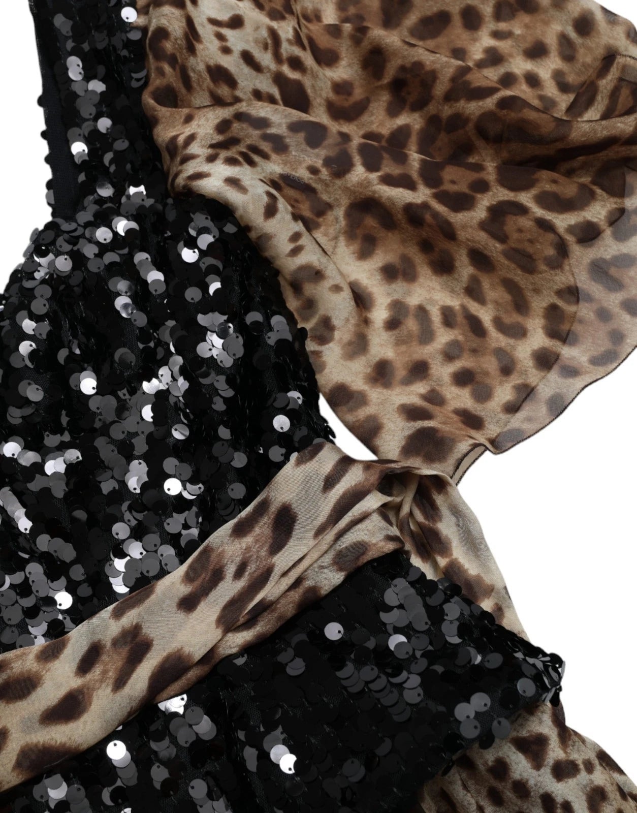 Dolce & Gabbana Leopard Print Silk Sequin Ruffle Maxi Women's Dress