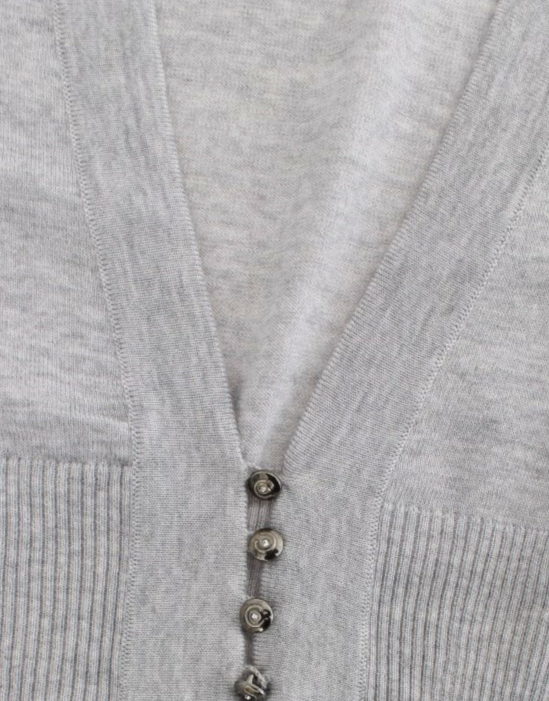 Cavalli Cropped Virgin Wool Cardigan in Chic Women's Gray