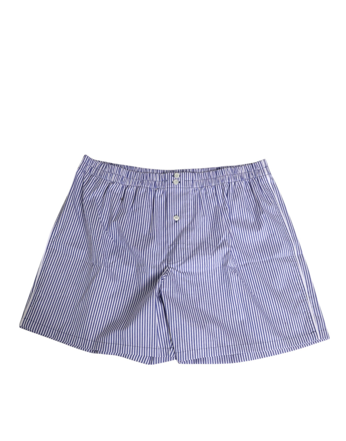 Dolce & Gabbana Blue White Cotton Striped Button Fly Shorts Men's Swimwear