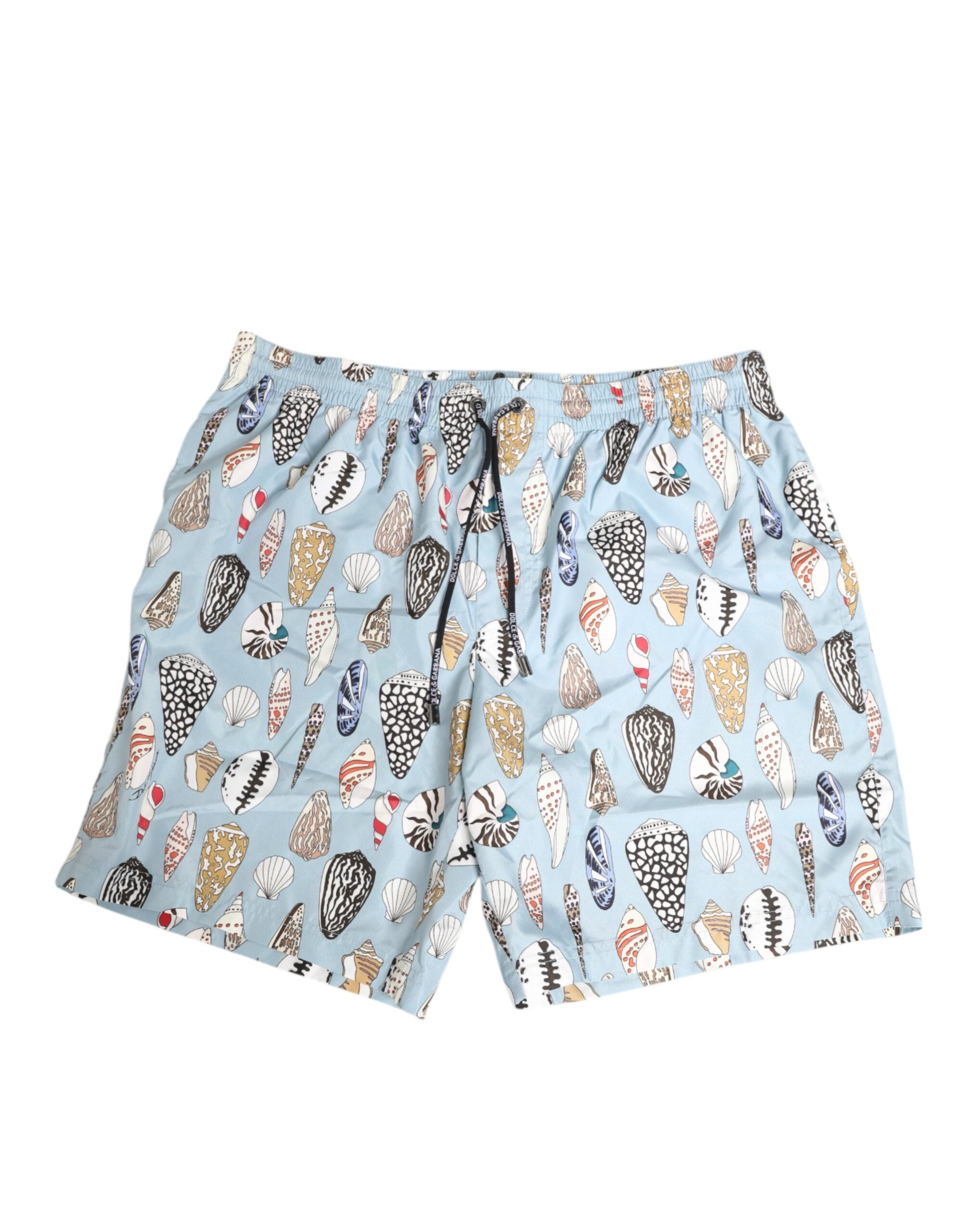 Dolce & Gabbana Blue Seashell Print Nylon Men Shorts Men's Swimwear
