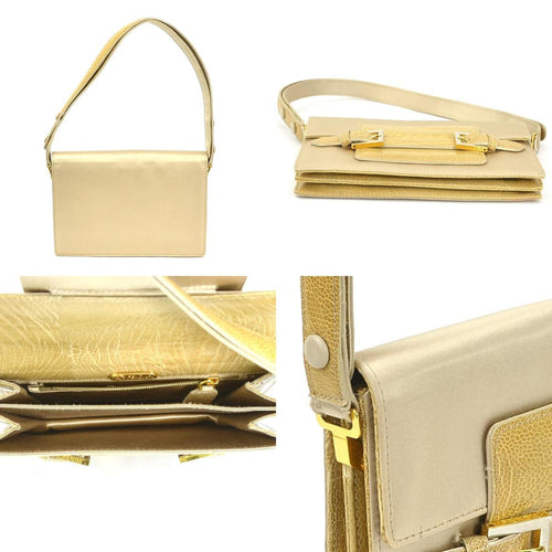 Fendi Gold Leather Shopper Bag (Pre-Owned)