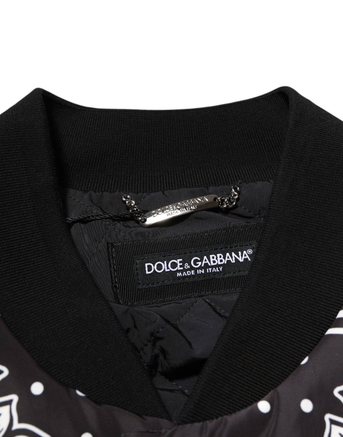 Dolce & Gabbana Black White Bandana Print Bomber Men's Jacket (Pre-Owned)