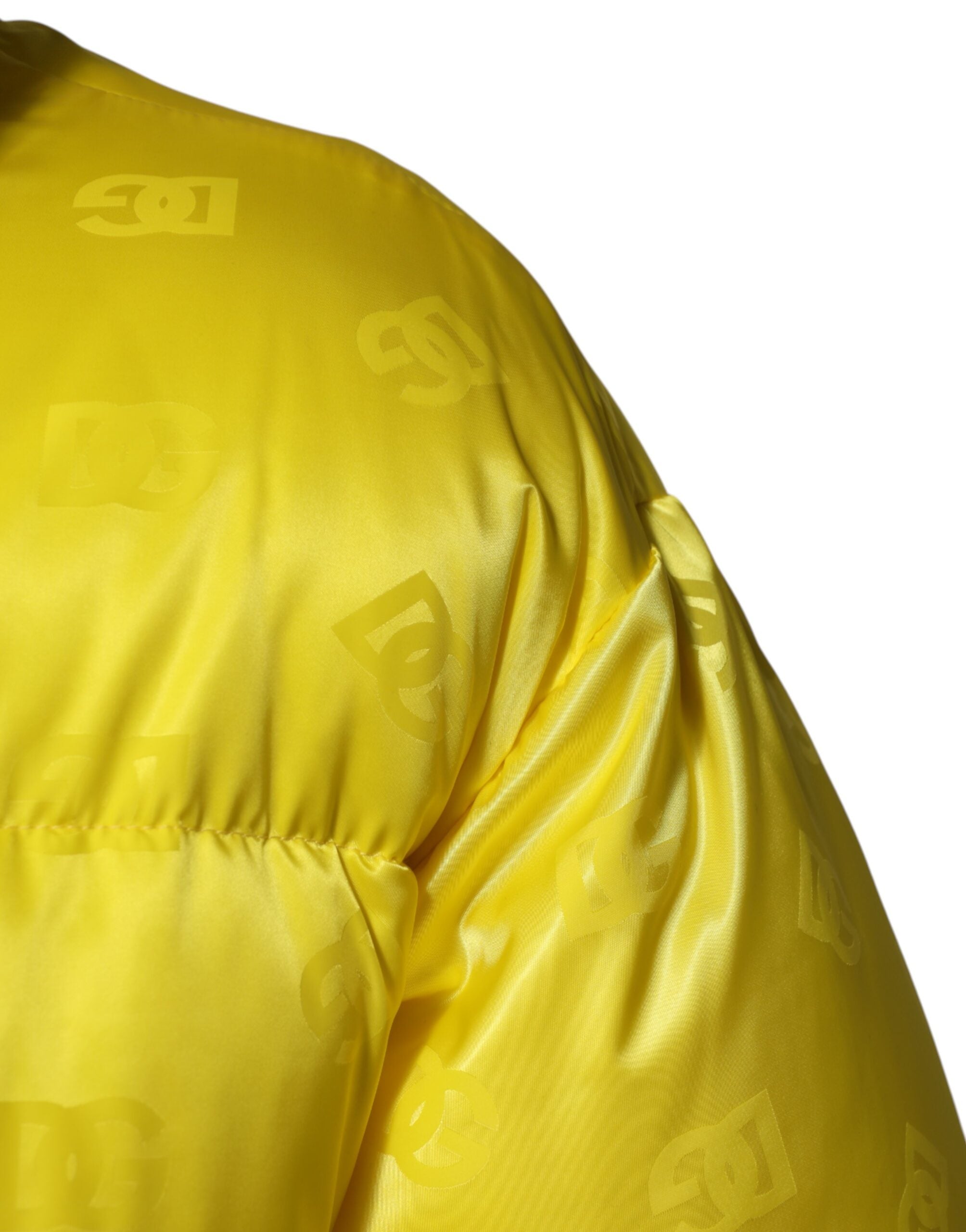 Dolce & Gabbana Yellow Nylon Logo Puffer Bomber Men Men's Jacket (Pre-Owned)