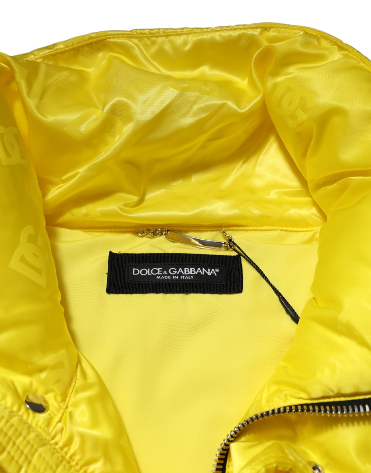 Dolce & Gabbana Yellow Nylon Logo Puffer Bomber Men Men's Jacket (Pre-Owned)