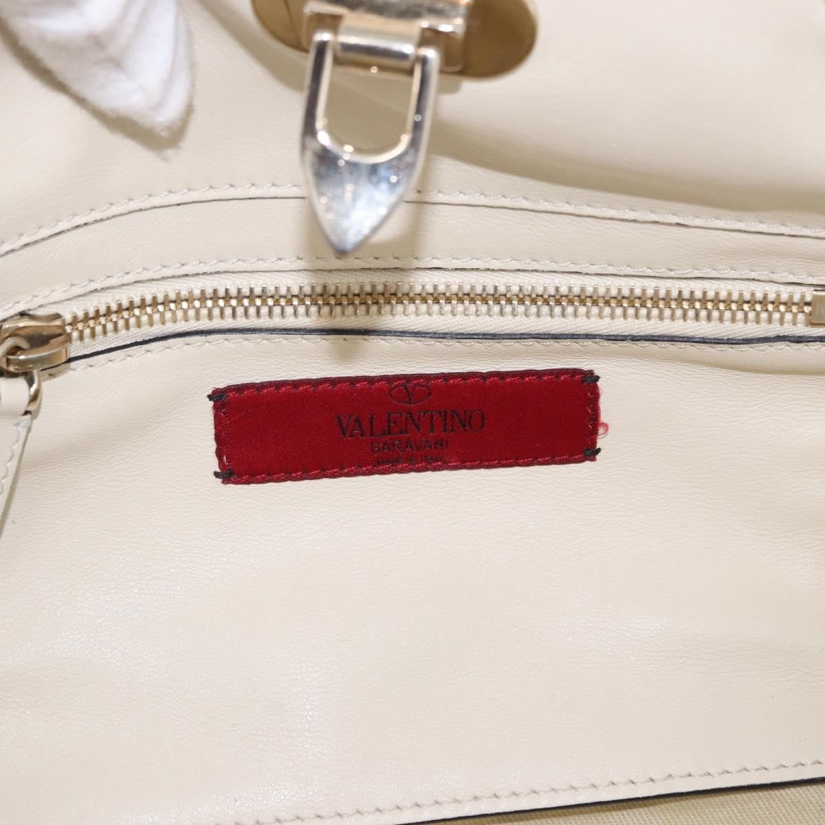 Valentino Garavani Rockstud Tote Soft Leather White Leather Tote Bag Bag (Pre-Owned)