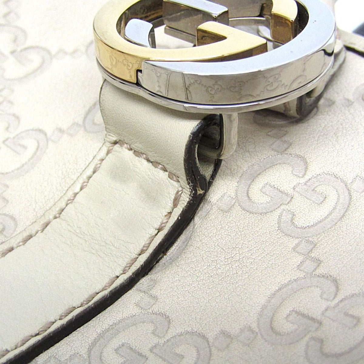 Gucci Twins Guccissima Leather Beige Leather Tote Bag Bag (Pre-Owned)