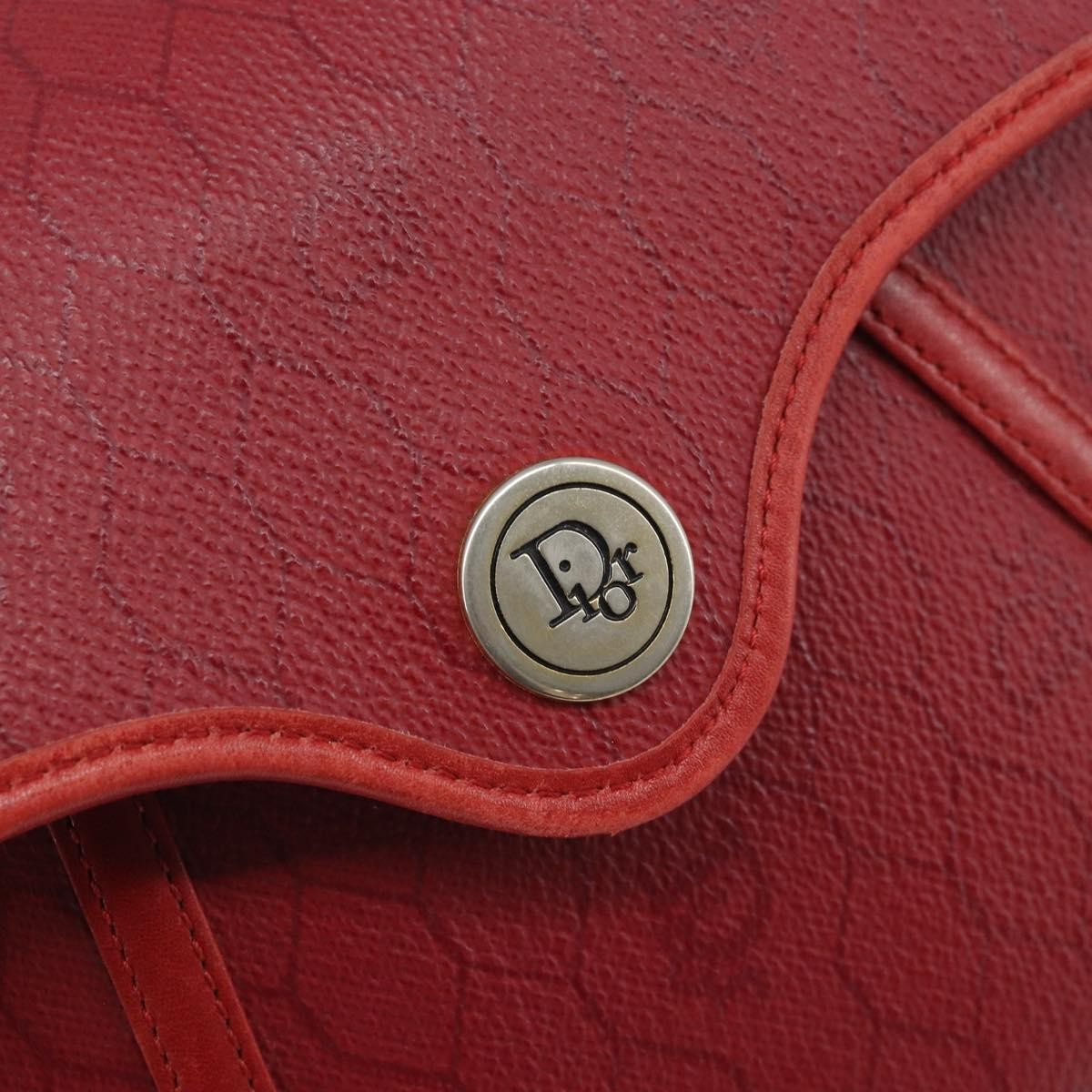 Christian Dior Vintage Honeycomb Flap Coated Canvas Red Pvc Shoulder Bag Bag (Pre-Owned)
