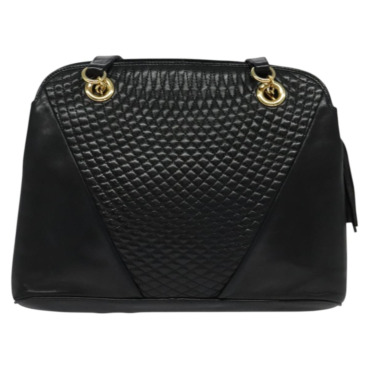 Bally Vintage Quilted Leather Black Leather Shoulder Bag Bag (Pre-Owned)