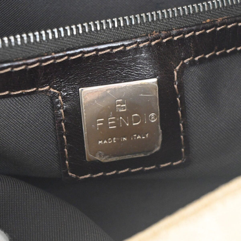 Fendi Zucca Beige Canvas Shoulder Bag (Pre-Owned)