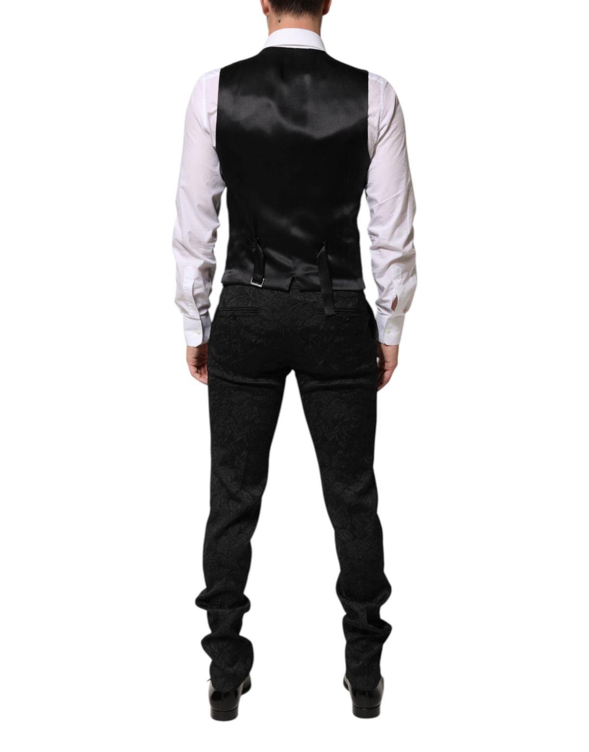 Dolce & Gabbana Black 3 Piece Brocade Jacquard Suit Men's MARTINI