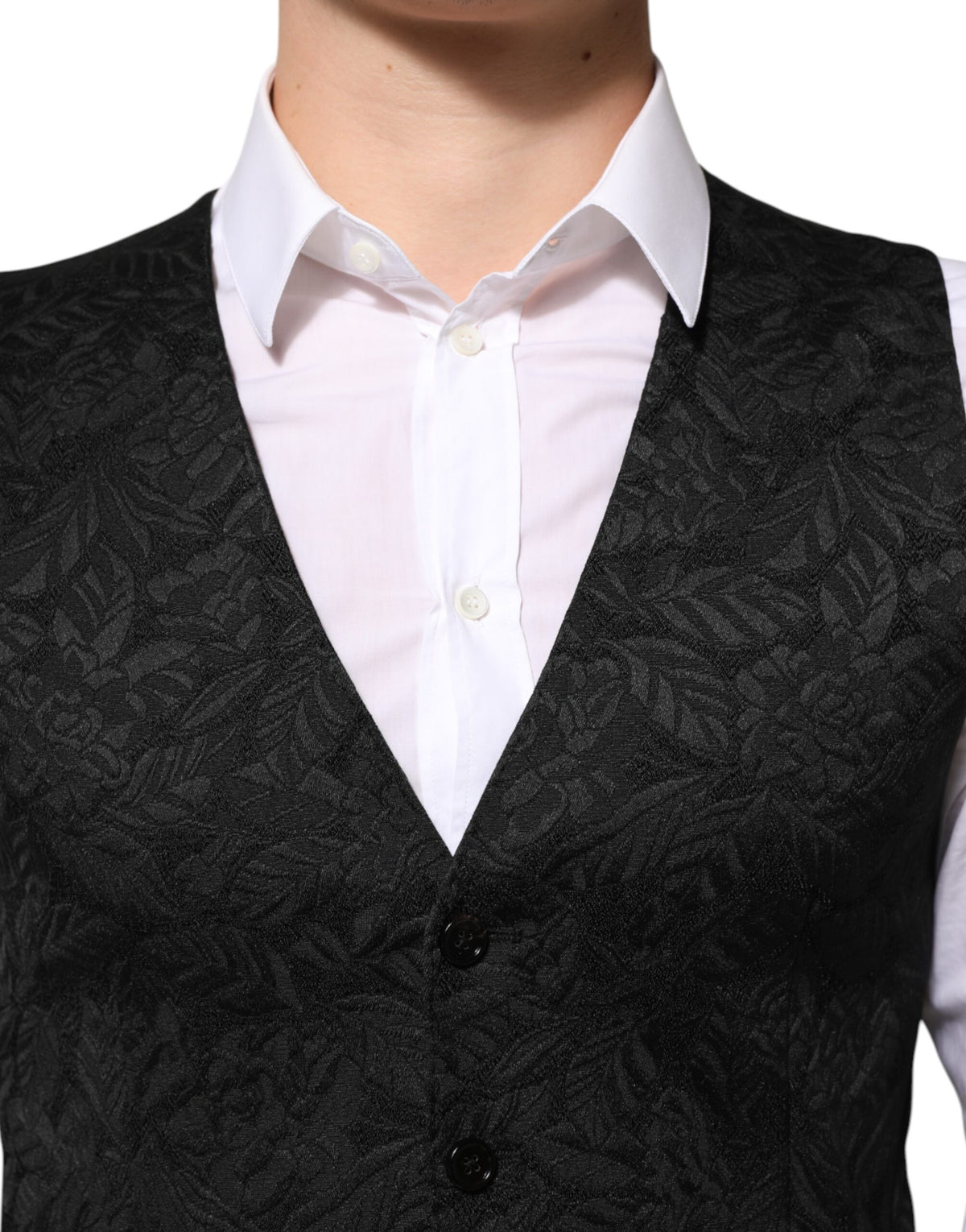 Dolce & Gabbana Black 3 Piece Brocade Jacquard Suit Men's MARTINI
