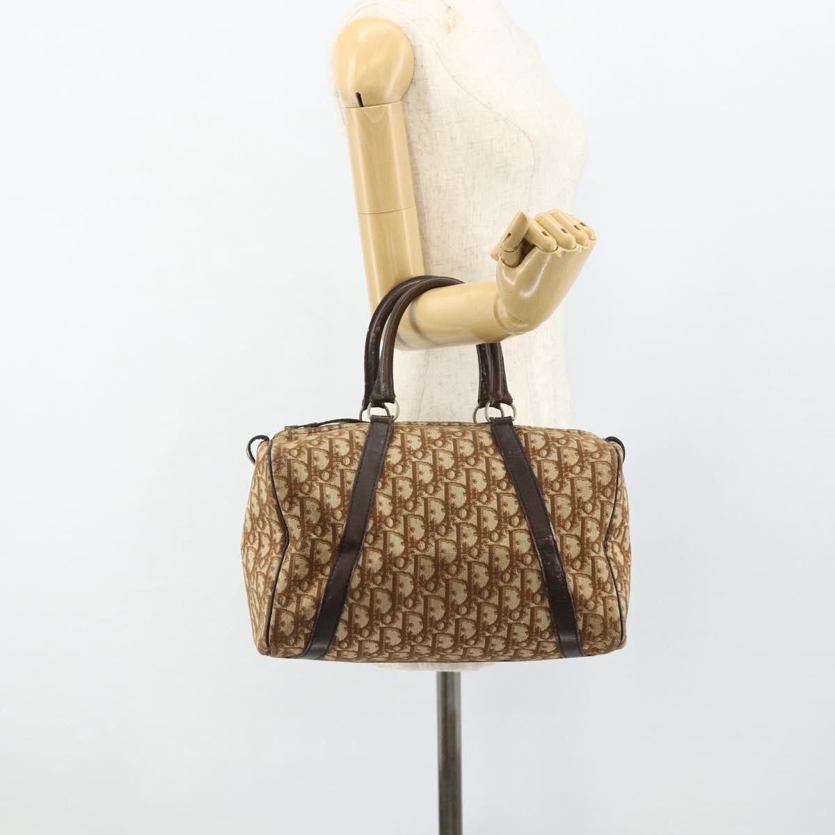 Christian Dior Vintage Trotter Canvas Brown Canvas Handbag (Pre-Owned)