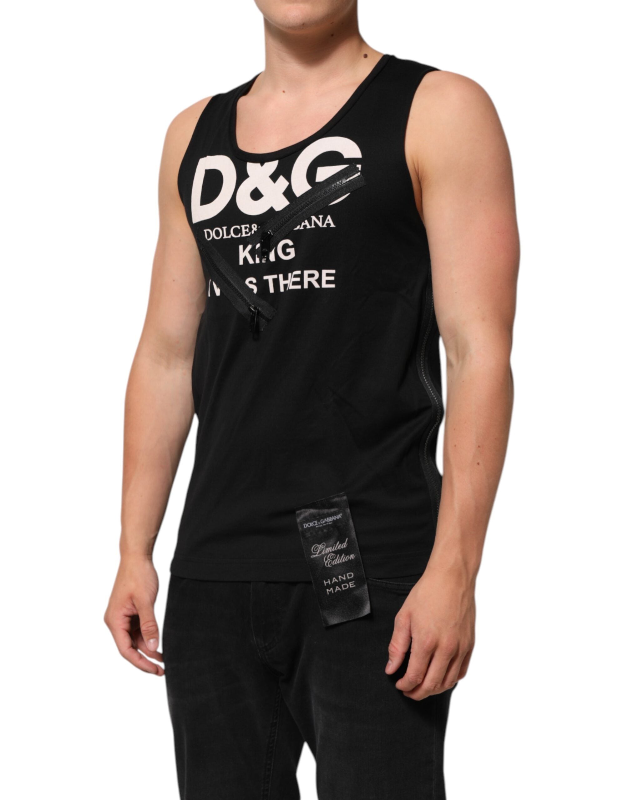 Dolce & Gabbana Black Cotton Sleeveless Tank Top DG Logo Men Men's T-s