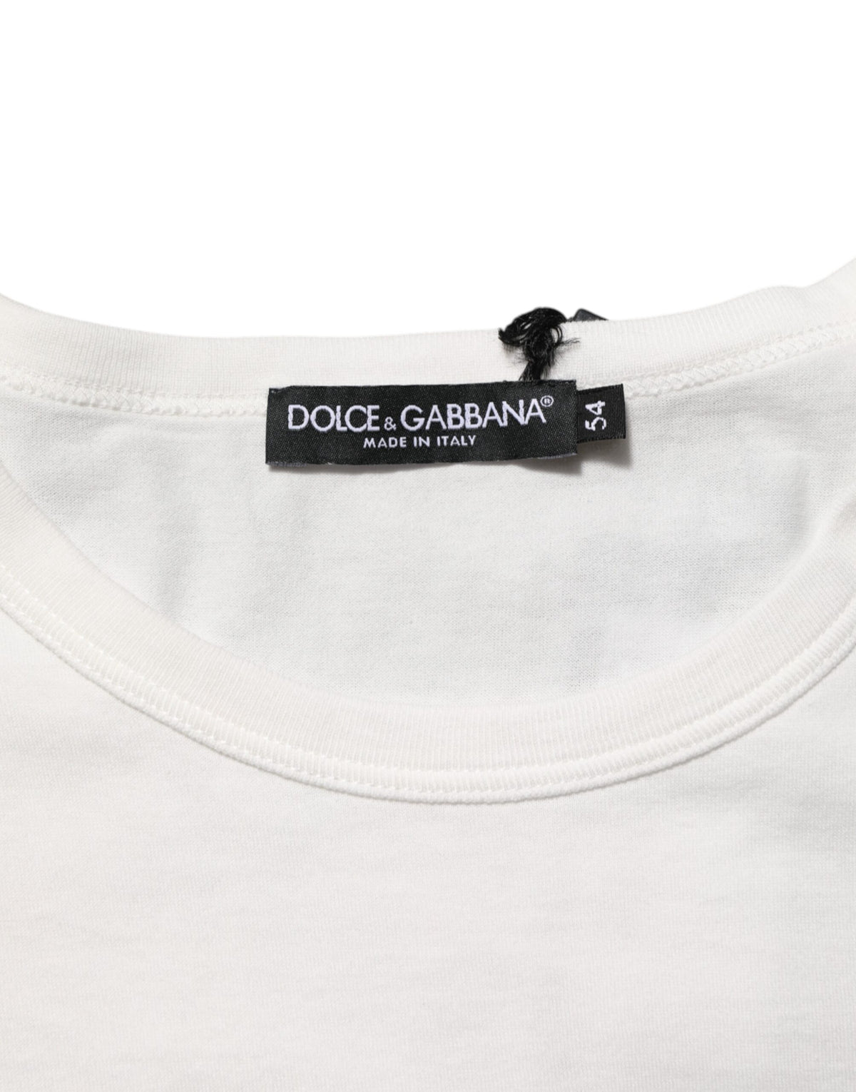Dolce & Gabbana White Cotton DG Crown Embossed Men Men's T-shirt (Pre-Owned)