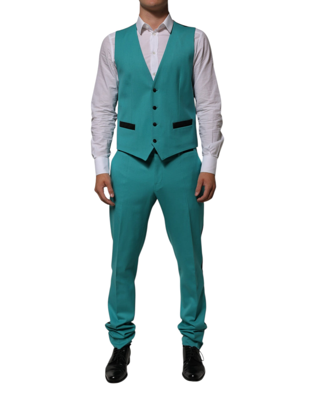 Dolce & Gabbana Cyan 3 Piece Wool Silk Blend Suit Men's SICILIA (Pre-Owned)