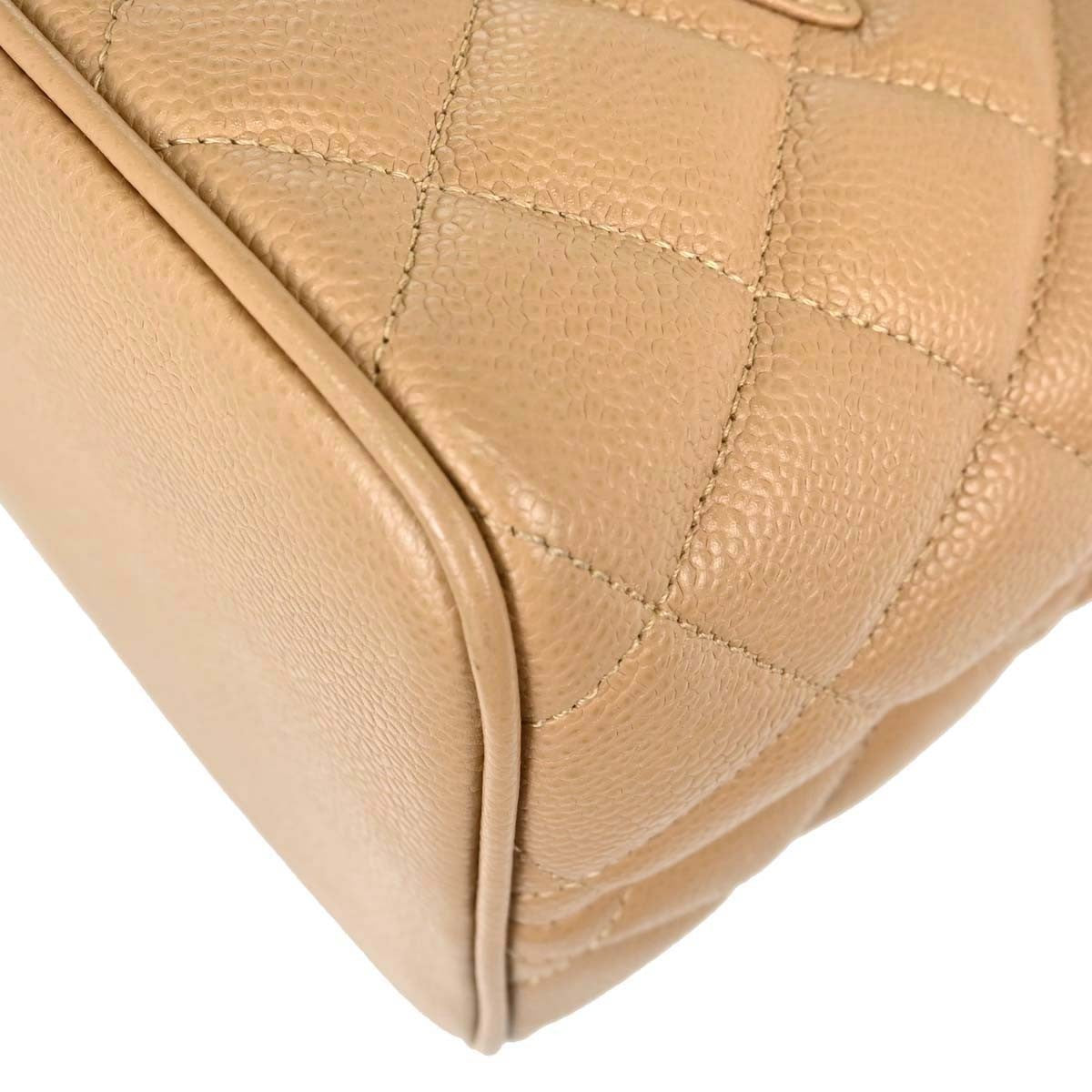Chanel Medallion Quilted Caviar Beige Leather Tote Bag Bag (Pre-Owned)