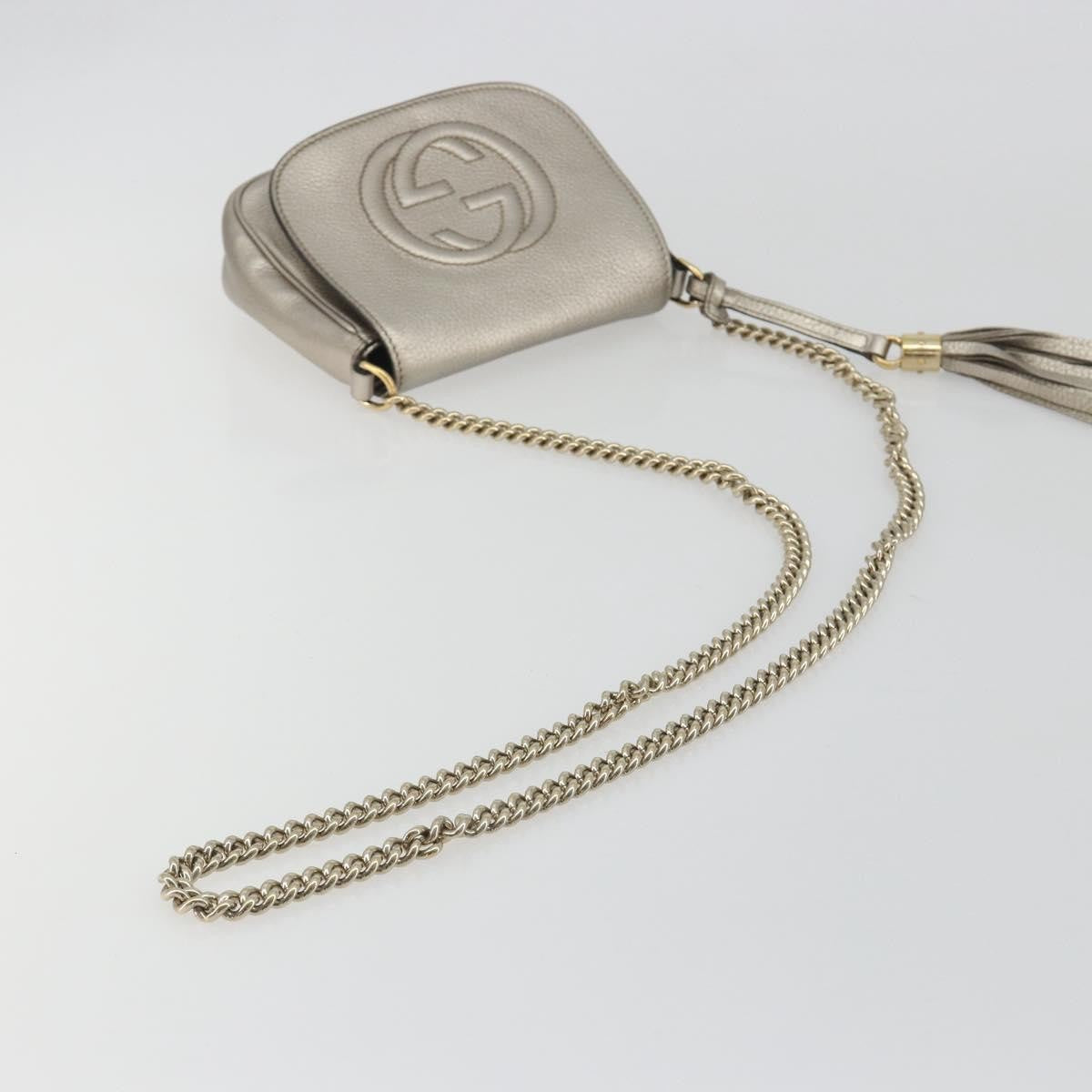 Gucci Soho Chain Leather Silver Leather Shoulder Bag Bag (Pre-Owned)