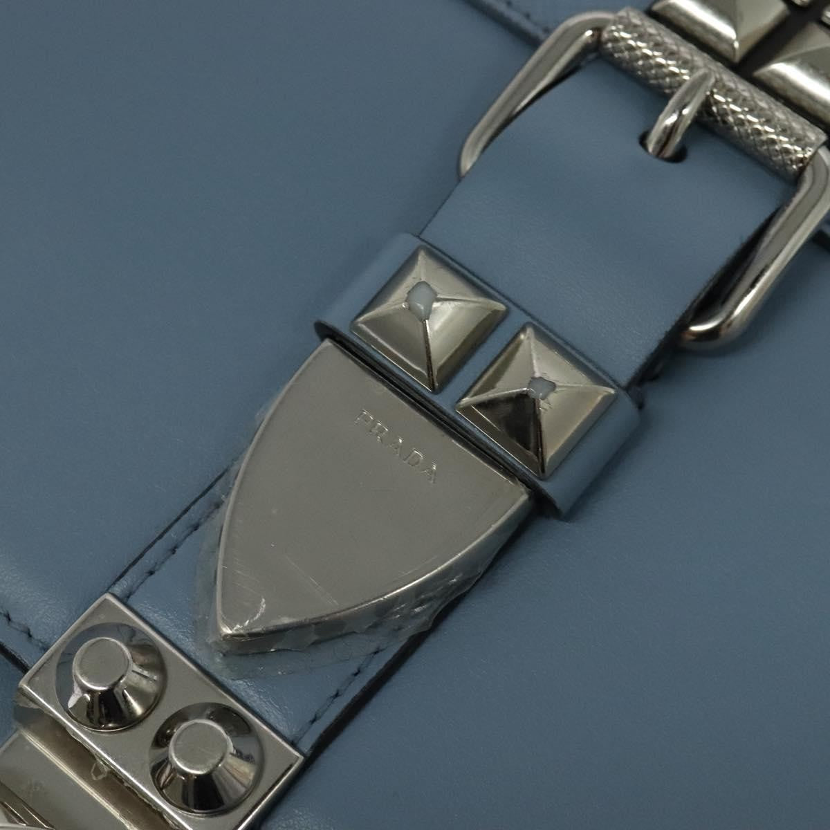 Prada Elektra Studded Leather Blue Leather Shoulder Bag Bag (Pre-Owned)