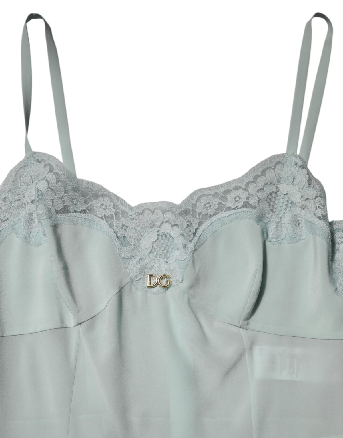Dolce & Gabbana Light Blue Silk Lace Midi Bodycon Slip Women's Dress