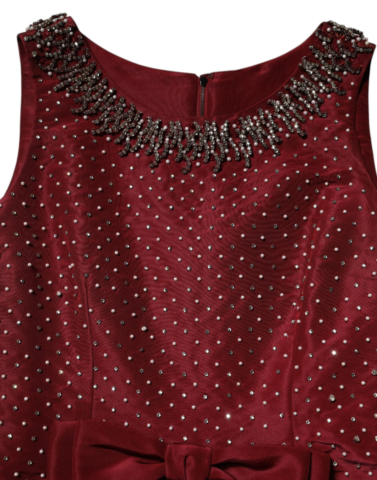 Dolce & Gabbana Burgundy Silk Beaded Evening Gown Women's Dress